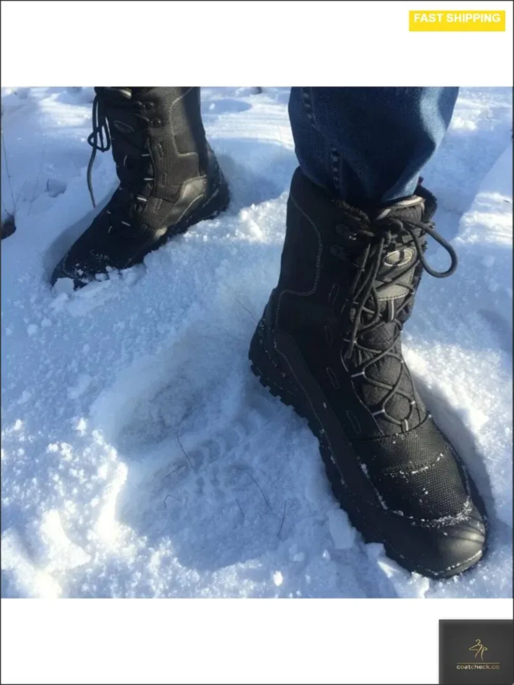 Men's Waterproof Winter Snow Boots Mid Calf Fur Lined Non-Slip Warm Outdoor